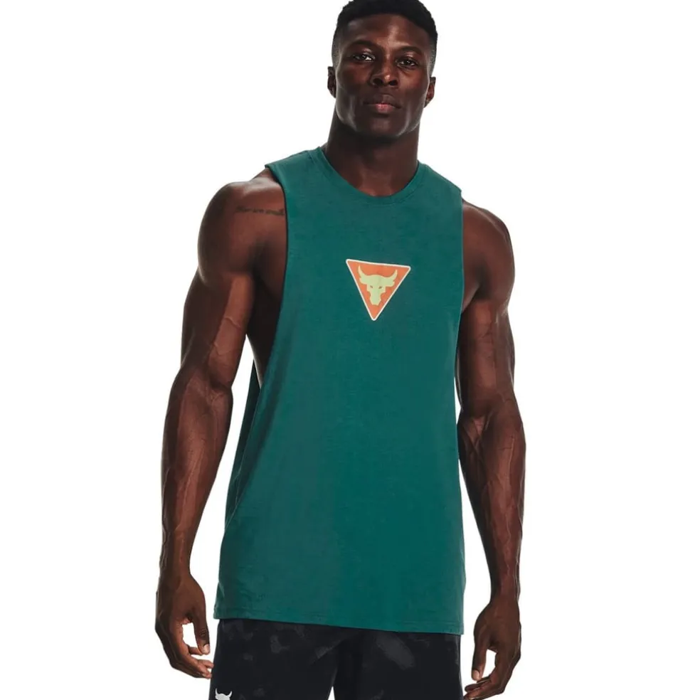 Under Armour Mens Armour Ua Pjt Rock Dmnd Muscle Tank Gym Vest in Green
