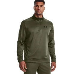 Under Armour Mens Half Zip Fleece Top in Green