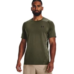 Under Armour Mens Heatgear Armour Fitted Short Sleeve Training Top in Green