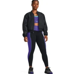 Under Armour Short Collared Neck Relaxed Fit Bomber Jacket in Black