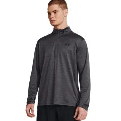 Under Armour Tech Regular Fit Zip Neck Long Sleeve Top in Grey
