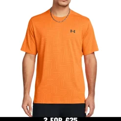 Under Armour Tech Vent Geotessa Short Sleeve T-Shirt in Orange