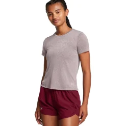 Under Armour Womens Armour Ua Launch Camo Shortsleeve Running Top in Grey