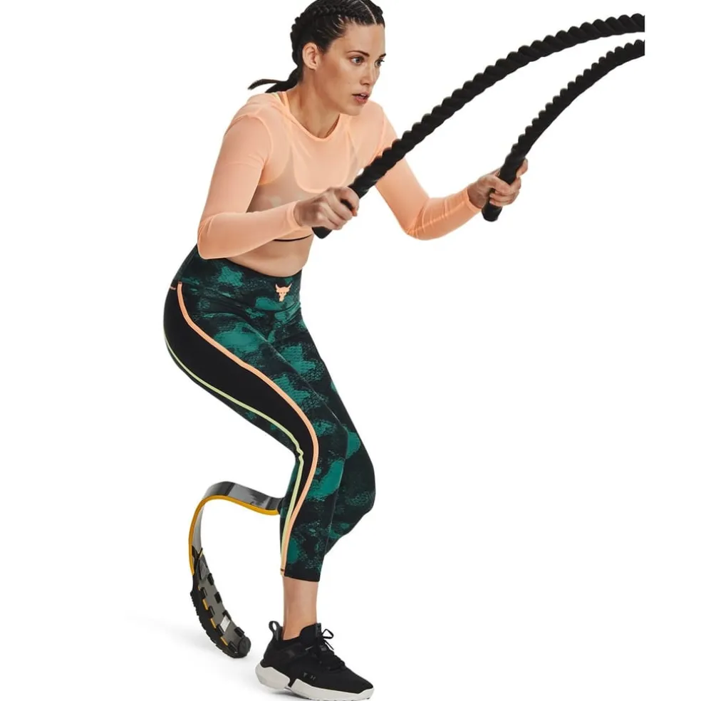 Under Armour Womens Armour Pjt Rck Hg Pt Ankl Lg Fam Capri in Green