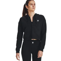 Under Armour Womens Armour Pjt Rck Hw Terry FulL-Zip Hoody in Black
