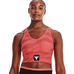 Under Armour Womens Armour Project Rock Bra in Orange