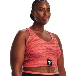 Under Armour Womens Armour Project Rock Bra in Orange