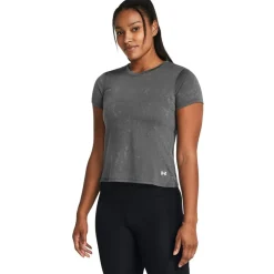 Under Armour Womens Armour Ua Launch Splatter Ss Running Top in Grey