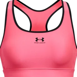 Under Armour Womens Heatgear Armour Mid Padless Sports Bra in Pink