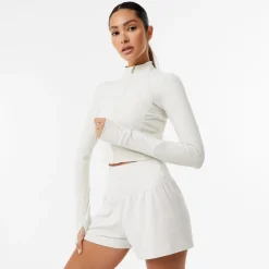 USA Pro Short High Neck Slim Fit Track Jacket in Cream