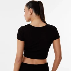 USA Pro Sophie Habboo Cropped Crew Neck Slim Fit T-Shirt in Black