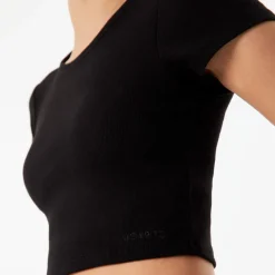 USA Pro Sophie Habboo Cropped Crew Neck Slim Fit T-Shirt in Black