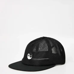 Vans Skate Yin Yang Eyes Mesh 6 Panel Bl Flat Peak Cap Unisex Adults in Black