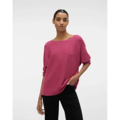 Vero Moda Boat Neck Relaxed Fit Sweater in Pink