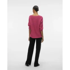 Vero Moda Boat Neck Relaxed Fit Sweater in Pink