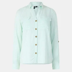 Vero Moda Bumpy Regular Fit Long Sleeve Shirt in Green