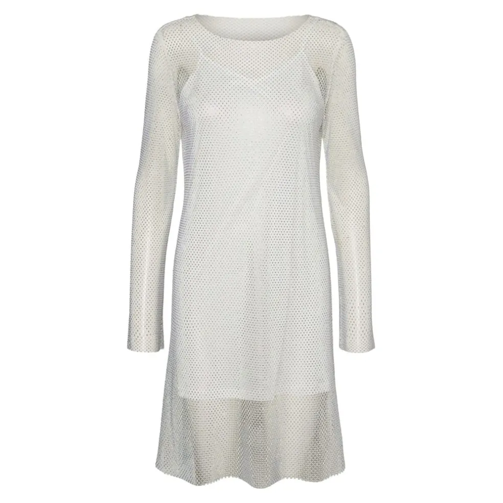 Vero Moda Celine Crew Neck Mini Dress in White