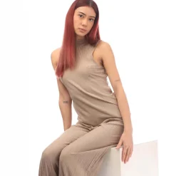 Vero Moda Cira Plisse Tank in Mink