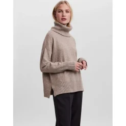 Vero Moda Doffy Cowl Neck Relaxed Fit Sweater in Beige
