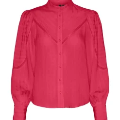 Vero Moda High Neck Long Sleeve Regular Fit Shirt in Pink