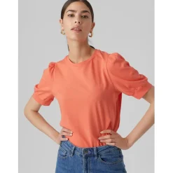 Vero Moda Regular Fit Crew Neck T-Shirt in Orange