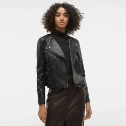 Vero Moda Riley Faux Leather Jacket in Black