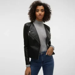 Vero Moda Riley Faux Leather Jacket in Black