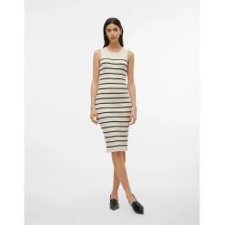 Vero Moda Spor Crew Neck Knee Length Bodycon Dress in White