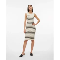 Vero Moda Spor Crew Neck Knee Length Bodycon Dress in White