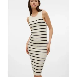 Vero Moda Spor Crew Neck Knee Length Bodycon Dress in White
