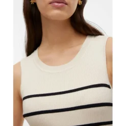 Vero Moda Spor Crew Neck Knee Length Bodycon Dress in White