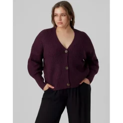 Vero Moda V-Neck Relaxed Fit Long Sleeve Sweater in Purple