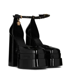 Versace Aevitas Patent Platform Pumps in Black