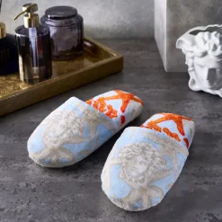 Versace Home Borocco Sea Slippers in Blue