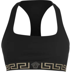 Versace Icon Greca Border Sports Bra in Black