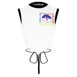 Versace Jeans Couture Logo Vest Crop Top in White