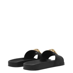 Versace La Medusa Pool Slides in Black
