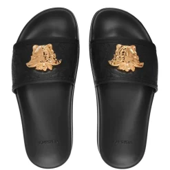 Versace La Medusa Pool Slides in Black