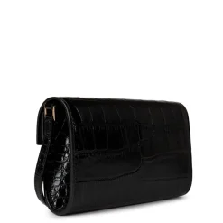 Versace Mini Croc Effect Medusa Crossbody with Detachable Strap in Black