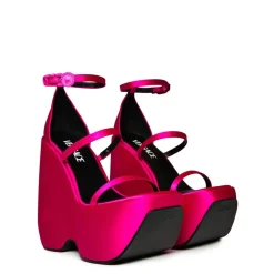 Versace Triplatform Ankle Strap Sandals in Pink
