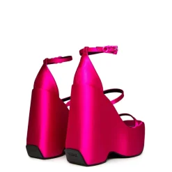 Versace Triplatform Ankle Strap Sandals in Pink