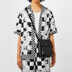 Versace Verti Messenger Bag with Detachable Strap in Black