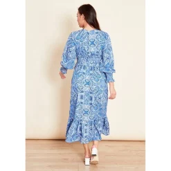 Violet Romance Shirrd Maxi Drs in Blue