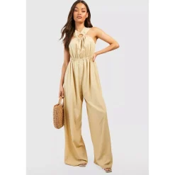 Violet Romance Wide Leg Jmpst in Beige