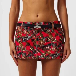 Vivienne Westwood Line Orb Small Silver Buckle Belt in Black