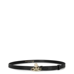 Vivienne Westwood Slim Line Orb Buckle Belt in Black