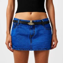 Vivienne Westwood Slim Line Orb Buckle Belt in Black