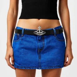 Vivienne Westwood Small Line Orb Buckle Belt in Black