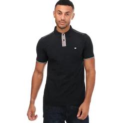Weekend Offender Mens Teresina Check Trim Polo Shirt in Navy