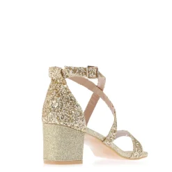 Wheres That From Strappy Mid High Block Heels in Gold